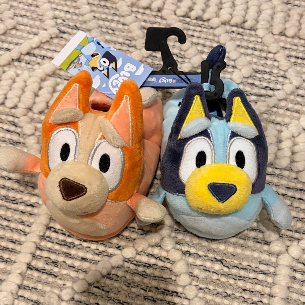 Plush Kids Character Slippers in Orange and Light Blue
